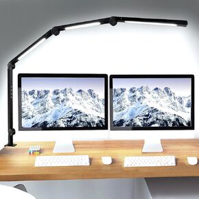 LED Desk Lamp with Clamp & Flexible Arm - 3 Light Sources, 4 Color Modes & 5 Brightness Levels, Eye-Caring Table Light with Memory Function in Saudi Arabia