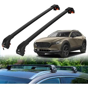 ERKUL Heavy Duty Roof Rack Cross Bars for Mazda CX-30 2020-2025 | Upgraded Aero Aluminum Crossbars with Smart Clamp System | Compatible with Flush Rails - Silver in Kuwait
