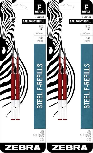 Zebra Pen F-Series Stainless Steel Ballpoint Pen Refill, Fine Point, 0.7mm, Black Ink, 1-Pack in Saudi Arabia