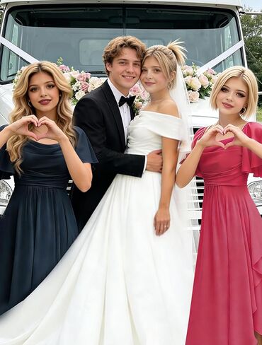 Chiffon Pleated Flower Girl Dress Short Puff Sleeve Junior Bridesmaid Dresses High-Low Maxi Formal Dresses for Girls in Saudi Arabia