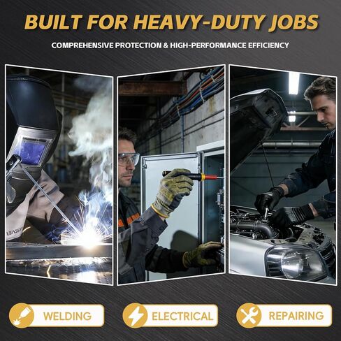 LeaSeek Welding Jacket Leather Sleeves Flame Resistant, Cotton& Leather Hybrid Welder Jackets for Men Women, Gray Black S-4XL in Kuwait