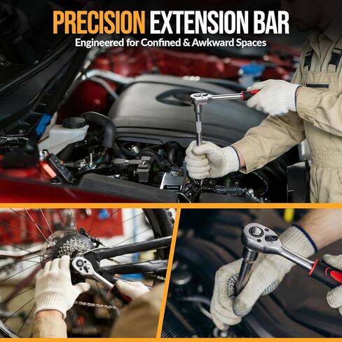 مجموعة مقابس محرك 12 قطعة مقاس 1/4 بوصة، مجموعة مفاتيح ربط بسقاطة صغيرة ممتازة، مجموعة مفاتيح ربط بسقاطة صغيرة مترية، مع شريط تمديد بسقاطة 1/4 للسيارة والسيارات والإصلاح المنزلي in Kuwait