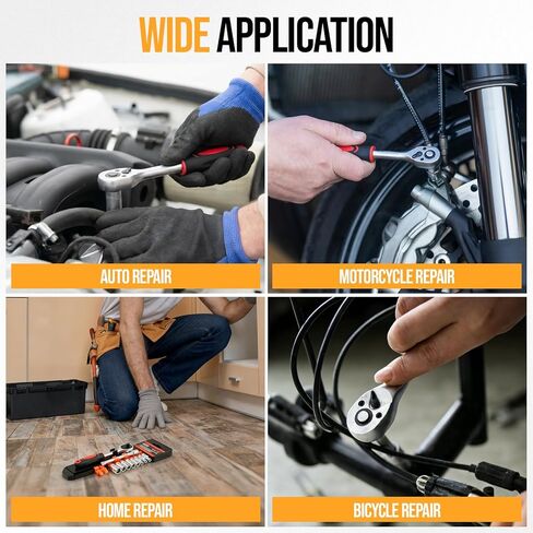 مجموعة مقابس محرك 12 قطعة مقاس 1/4 بوصة، مجموعة مفاتيح ربط بسقاطة صغيرة ممتازة، مجموعة مفاتيح ربط بسقاطة صغيرة مترية، مع شريط تمديد بسقاطة 1/4 للسيارة والسيارات والإصلاح المنزلي in Kuwait