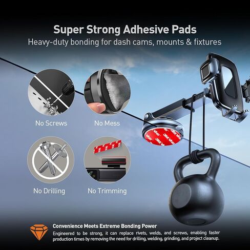 منصات لاصقة مزدوجة الجوانب لتركيب كاميرا داش 1.5 بوصة × 3 بوصة 6 عبوات شريط تثبيت شديد التحمل للزجاج الأمامي حامل كاميرا GPS ولوحة القيادة وتطبيقات السيارات الخارجية in Kuwait