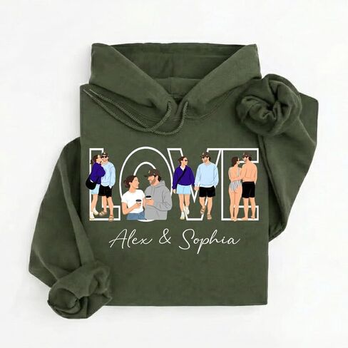GABITA Custom Photo Art Couple Hoodies Sweatshirt Custom Gift for Him Her Valentine Day Anniversary Personalized Couple Gift in Kuwait