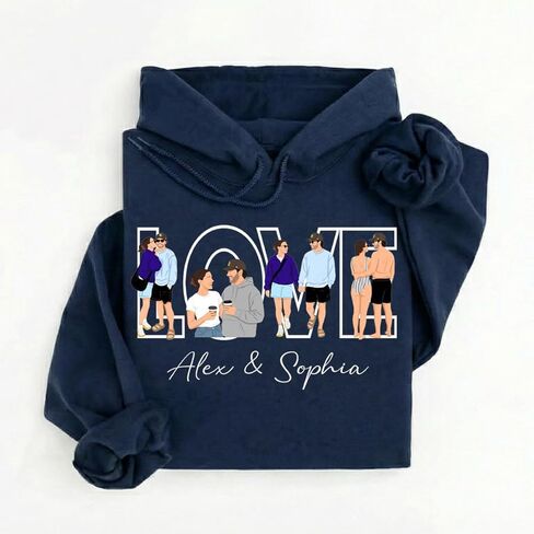 GABITA Custom Photo Art Couple Hoodies Sweatshirt Custom Gift for Him Her Valentine Day Anniversary Personalized Couple Gift in Kuwait