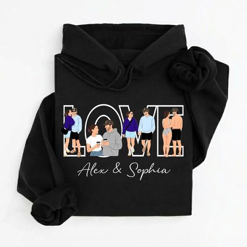 GABITA Custom Photo Art Couple Hoodies Sweatshirt Custom Gift for Him Her Valentine Day Anniversary Personalized Couple Gift in Kuwait