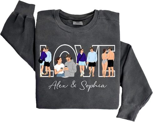 GABITA Custom Photo Art Couple Hoodies Sweatshirt Custom Gift for Him Her Valentine Day Anniversary Personalized Couple Gift in Kuwait