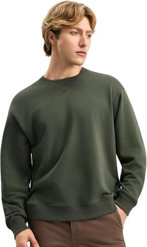 Crewneck Sweatshirt V-Stitch Midweight French Terry 10.6 oz. Cotton Blend Comfy Pullover for Men Women Unisex in Saudi Arabia