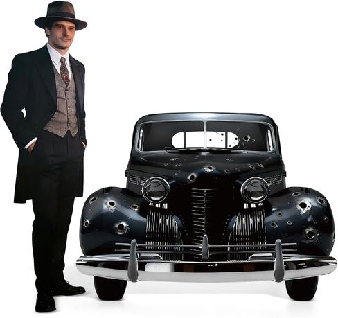 20 ثانية 2.7 × 2 قدم قطع من الورق المقوى لسيارة العصابات، ديكور حفلات طافوا 20 ثانية، دعامة صور سيارة العصابات الكلاسيكية، خلفية خلفية بالحجم الطبيعي للمركبة السوداء الرجعية لعيد ميلاد موسيقى الجاز غاتسبي سبيك إيزي in Kuwait