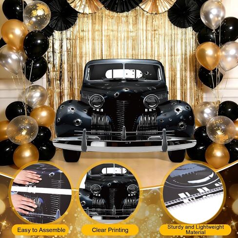 20 ثانية 2.7 × 2 قدم قطع من الورق المقوى لسيارة العصابات، ديكور حفلات طافوا 20 ثانية، دعامة صور سيارة العصابات الكلاسيكية، خلفية خلفية بالحجم الطبيعي للمركبة السوداء الرجعية لعيد ميلاد موسيقى الجاز غاتسبي سبيك إيزي in Kuwait