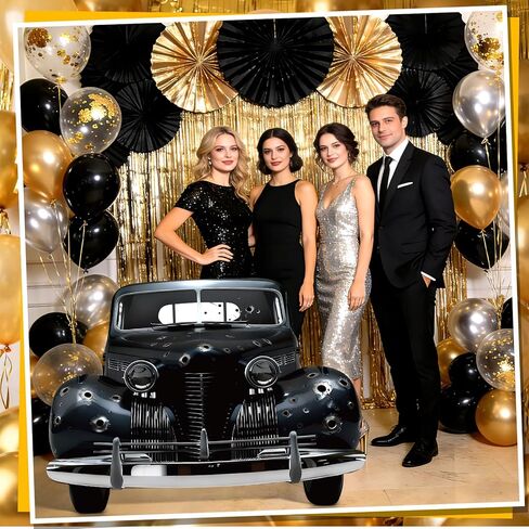 20 ثانية 2.7 × 2 قدم قطع من الورق المقوى لسيارة العصابات، ديكور حفلات طافوا 20 ثانية، دعامة صور سيارة العصابات الكلاسيكية، خلفية خلفية بالحجم الطبيعي للمركبة السوداء الرجعية لعيد ميلاد موسيقى الجاز غاتسبي سبيك إيزي in Kuwait