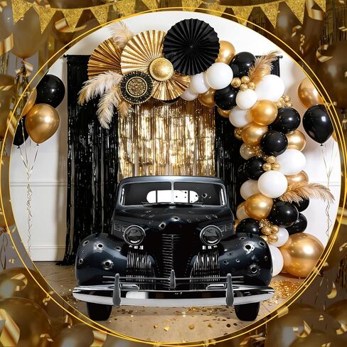 20 ثانية 2.7 × 2 قدم قطع من الورق المقوى لسيارة العصابات، ديكور حفلات طافوا 20 ثانية، دعامة صور سيارة العصابات الكلاسيكية، خلفية خلفية بالحجم الطبيعي للمركبة السوداء الرجعية لعيد ميلاد موسيقى الجاز غاتسبي سبيك إيزي in Kuwait