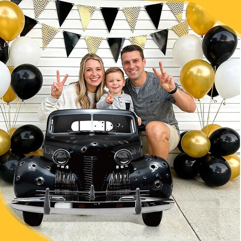 20 ثانية 2.7 × 2 قدم قطع من الورق المقوى لسيارة العصابات، ديكور حفلات طافوا 20 ثانية، دعامة صور سيارة العصابات الكلاسيكية، خلفية خلفية بالحجم الطبيعي للمركبة السوداء الرجعية لعيد ميلاد موسيقى الجاز غاتسبي سبيك إيزي in Kuwait