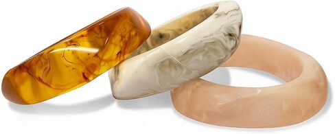 سوار أكريليك للنساء أساور زجاجية مكتنزة من الراتنج الملون هدية مجوهرات نسائية غير منتظمة واسعة in Kuwait