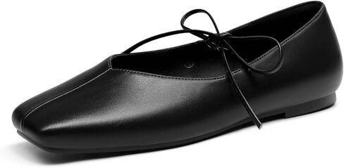 Coutgo Womens Mary Jane Flats Lace Up Square Toe Ballet Ballerina Flats Slip On Comfortable Dressy Shoes in Saudi Arabia