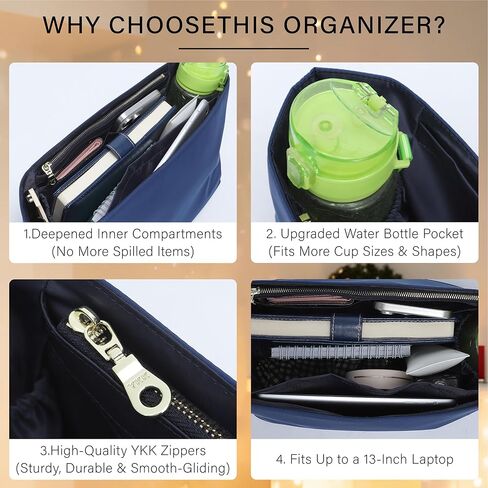 إدراج منظم محفظة من النايلون الناعم لحقيبة حمل Longchamp Le Pliage M بمقبض طويل، شكل مقسم متوسط ​​الوزن فاخر وطويل مع حامل أكواب وجيوب عميقة، M/أزرق داكن in Kuwait