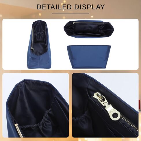 إدراج منظم محفظة من النايلون الناعم لحقيبة حمل Longchamp Le Pliage M بمقبض طويل، شكل مقسم متوسط ​​الوزن فاخر وطويل مع حامل أكواب وجيوب عميقة، M/أزرق داكن in Kuwait