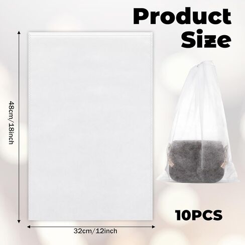 TIESOME 10 Pcs Dust Bags for Handbags 19x12.5 Inch, Purse Storage Bag with Drawstring, Non-Woven Breathable Protector for Boots, Shoes & Travel Organizer, White in Saudi Arabia