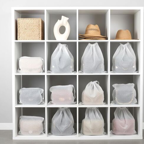 TIESOME 10 Pcs Dust Bags for Handbags 19x12.5 Inch, Purse Storage Bag with Drawstring, Non-Woven Breathable Protector for Boots, Shoes & Travel Organizer, White in Saudi Arabia