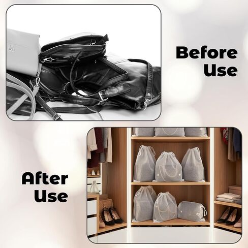 TIESOME 10 Pcs Dust Bags for Handbags 19x12.5 Inch, Purse Storage Bag with Drawstring, Non-Woven Breathable Protector for Boots, Shoes & Travel Organizer, White in Saudi Arabia