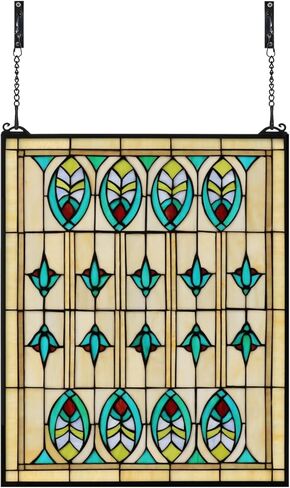 Large Stained Glass Window Hanging 20"×25", 100% Real Blue Stained Glass Panel for Home Decor(YLK003) in Saudi Arabia