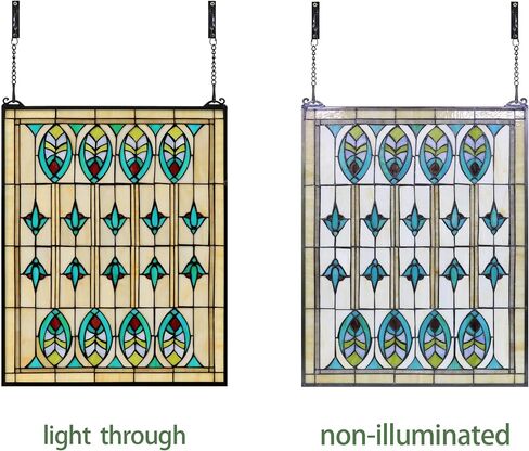 Large Stained Glass Window Hanging 20"×25", 100% Real Blue Stained Glass Panel for Home Decor(YLK003) in Saudi Arabia