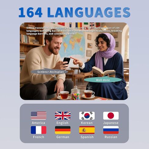 سماعات أذن مترجم بتقنية الذكاء الاصطناعي في الوقت الحقيقي، سماعات أذن مفتوحة للترجمة بتقنية البلوتوث، سماعات أذن مترجمة Audifonos Traductores Inglés Español لتعلم الأعمال أثناء السفر in Saudi Arabia