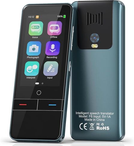 جهاز مترجم اللغة لا يحتاج إلى شبكة WiFi، 139 لغة ترجمة الصور الصوتية عبر الإنترنت، مترجم فوري محمول ثنائي الاتجاه، دقة عالية في الوقت الحقيقي (0.5 ثانية) للسفر والأعمال التجارية والتعلم (أسود) in Kuwait