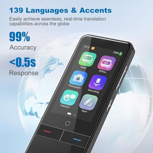 Language Translator Device No WiFi Needed，139 Languages Offline Online Voice Photo Translation，Portable Two-Way Instant Translator, High Accuracy Real-Time(0.5s) for Travel, Business,Learning (Black) in Saudi Arabia