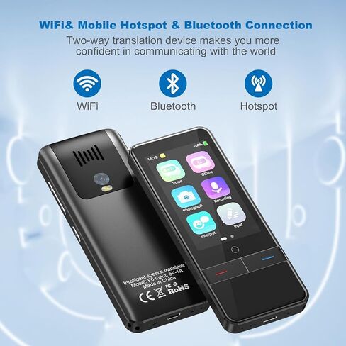 Language Translator Device No WiFi Needed，139 Languages Offline Online Voice Photo Translation，Portable Two-Way Instant Translator, High Accuracy Real-Time(0.5s) for Travel, Business,Learning (Black) in Saudi Arabia