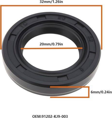 2Pcs Crankshaft Oil Seals 20x32x6mm 91202-KJ9-003 Compatible with Honda GX100 EU2000i EB2000i GX100RT in Kuwait