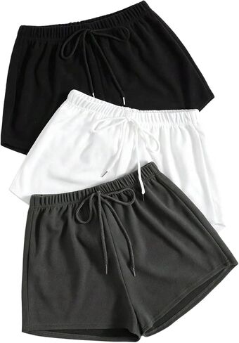 SweatyRocks Women's 3 Pack Lounge Shorts Tie Knot Elastic Waist Sleepwear Pajama Short in Saudi Arabia