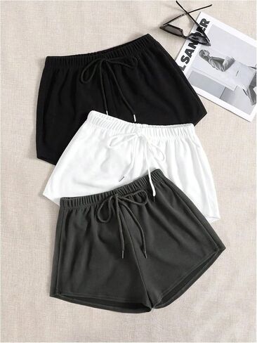 SweatyRocks Women's 3 Pack Lounge Shorts Tie Knot Elastic Waist Sleepwear Pajama Short in Saudi Arabia