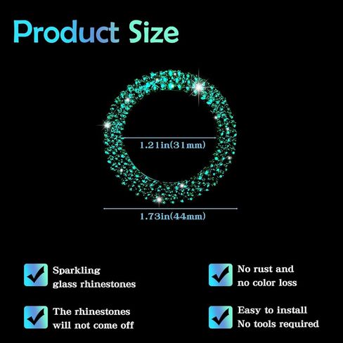 محركات السيارات تبدأ في إيقاف الملحقات للديكور الداخلي للسيارة ملصق حجر الراين بلينغ سيارة دفع زر التشغيل غطاء / حلقة مفتاح الإشعال ومقبض حلقة بلينغ جوهرة ملونة in Kuwait