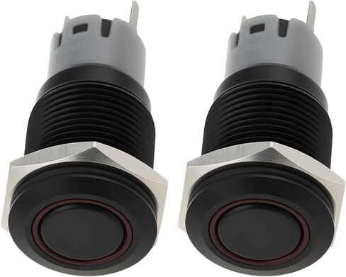 2 قطعة 16 مللي متر 5Pin LED زر ضغط لحظي 12 فولت IP67 مفتاح معدني مقاوم للماء لقارب السيارة ، LED أحمر in Saudi Arabia