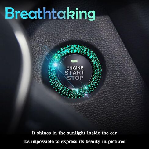 محركات السيارات تبدأ في إيقاف الملحقات للديكور الداخلي للسيارة ملصق حجر الراين بلينغ سيارة دفع زر التشغيل غطاء / حلقة مفتاح الإشعال ومقبض حلقة بلينغ جوهرة ملونة in Kuwait