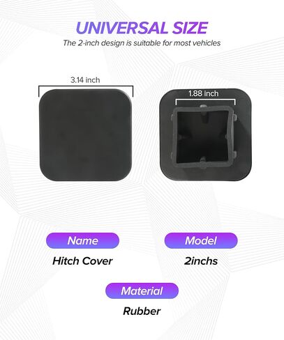 Trailer Hitch Covers,Car Accessories 2 Inch Rubber Heavy Duty Trailer Hitch Tube Cover Plug Cap,Compatible with Most Models of Receiver Tube,Suitable for Most Cars,Trucks,ATV (Without Buckle) in Saudi Arabia