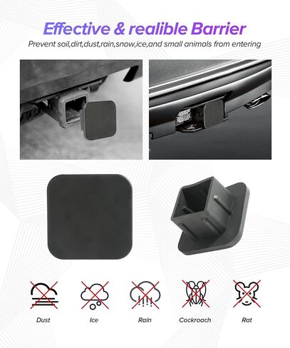 Trailer Hitch Covers,Car Accessories 2 Inch Rubber Heavy Duty Trailer Hitch Tube Cover Plug Cap,Compatible with Most Models of Receiver Tube,Suitable for Most Cars,Trucks,ATV (Without Buckle) in Saudi Arabia