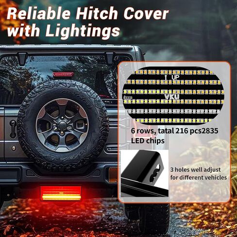Hitch Strobe Light, 7 Pin Hitch Light Cover 12V to 24V LED Chips 7 Strobe Lighting and 6 Modes of Full Running Lighting Fit 2" Receiver for Tow Truck Chevy Ford GMC Dodge RAM Jeep ATV Van SUV in Saudi Arabia