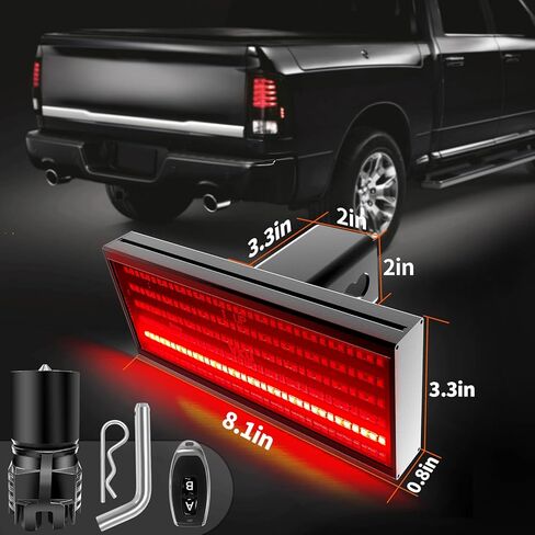 Hitch Strobe Light, 7 Pin Hitch Light Cover 12V to 24V LED Chips 7 Strobe Lighting and 6 Modes of Full Running Lighting Fit 2" Receiver for Tow Truck Chevy Ford GMC Dodge RAM Jeep ATV Van SUV in Saudi Arabia