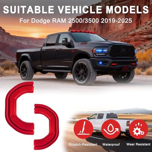 أغطية خطافات السحب الأمامية متوافقة مع Ram 2500 3500 2019-2026، واقي خطاف السحب للطرق الوعرة، قطعتان من الملحقات الحمراء الملائمة مباشرة in Kuwait