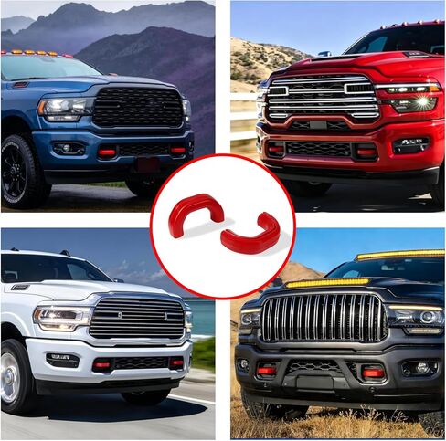 أغطية خطافات السحب الأمامية متوافقة مع Ram 2500 3500 2019-2026، واقي خطاف السحب للطرق الوعرة، قطعتان من الملحقات الحمراء الملائمة مباشرة in Kuwait
