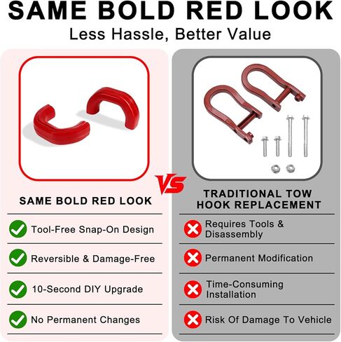 أغطية خطافات السحب الأمامية متوافقة مع Ram 2500 3500 2019-2026، واقي خطاف السحب للطرق الوعرة، قطعتان من الملحقات الحمراء الملائمة مباشرة in Kuwait