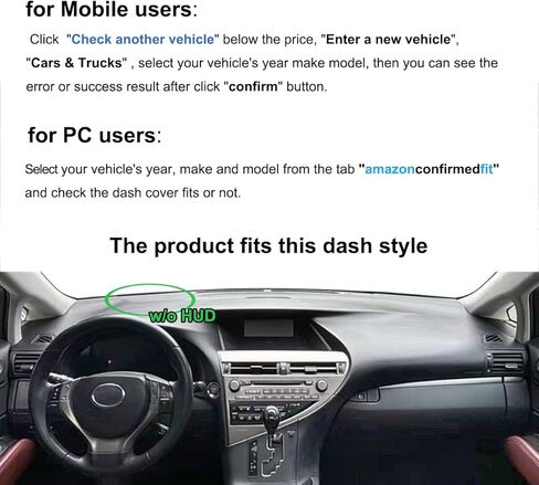 Dash Cover Mat Custom Fit for Lexus RX350 RX450h w/o Head Hp Display Dashboard Cover Pad Carpet Protector F379 (Black) in Saudi Arabia