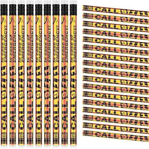Eersida 100 Pcs ''call 911 in Case of Emergency'' Pencils Emergency Awareness Pencils Bulk with Erasers for Students Teacher Classroom, Community Programs, First Responders, Safety Education in Saudi Arabia
