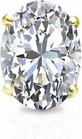 1/5 to 3/4 Carat Lab Grown Diamond Oval Shape Single Stud Earring in 14k White or Yellow Gold (E-F, VS-SI, cttw) 4-Prong Basket Push Back by Diamond Wish in Saudi Arabia