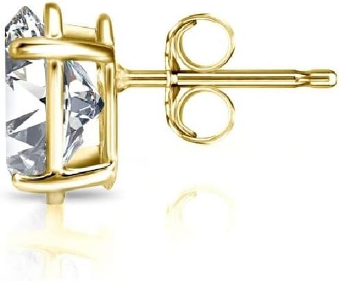 1/5 to 3/4 Carat Lab Grown Diamond Oval Shape Single Stud Earring in 14k White or Yellow Gold (E-F, VS-SI, cttw) 4-Prong Basket Push Back by Diamond Wish in Saudi Arabia