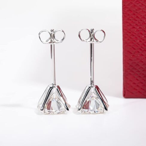 أقراط مويسانيتي من الذهب الأبيض عيار 14 قيراط 2 قيراط D اللون FL Lab Grown Diamond من الذهب الصلب الحقيقي 4 شقوق لا تسبب الحساسية للنساء والرجال in Kuwait