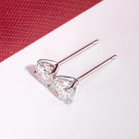 أقراط مويسانيتي من الذهب الأبيض عيار 14 قيراط 2 قيراط D اللون FL Lab Grown Diamond من الذهب الصلب الحقيقي 4 شقوق لا تسبب الحساسية للنساء والرجال in Kuwait